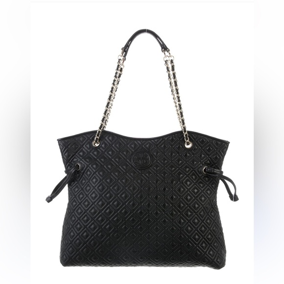 NWOT Tory Burch NAVY Blue Marion Quilted Slouchy Tote - Picture 1 of 11